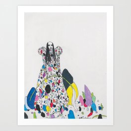 Untitled Queen Wearing Paper Betty Rubble Dress Art Print