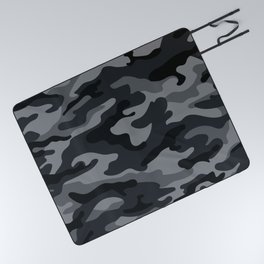 Camouflage Black And Grey Picnic Blanket