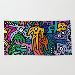 Graffiti Color Street Art Cool Monsters Beach Towel