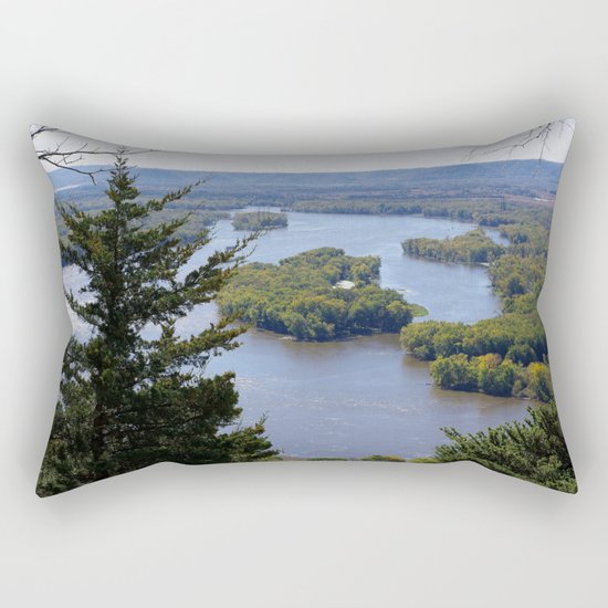 Upper Mississippi River, looking downriver from Buena Vista Park, Alma, WI Rectangular Pillow