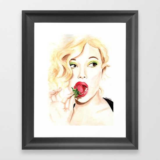 Strawberry. Scarlet Johansson. Framed Art Print