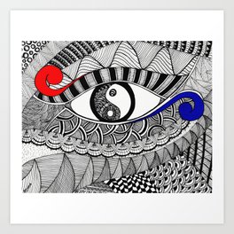 Yin Yang Eye Zentangle art Art Print