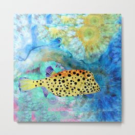 Sea Puffer - Colorful Spotted Blow Fish Art  Metal Print