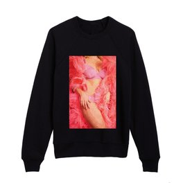 Pink Feathers but not a bird. Oil  painting Kids Crewneck