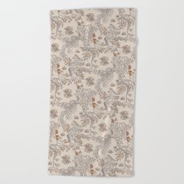 Party Critters in Cream ( leafy sea dragon in cream and coral ) Beach Towel
