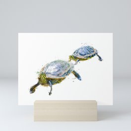 Watercolor turtle family Mini Art Print