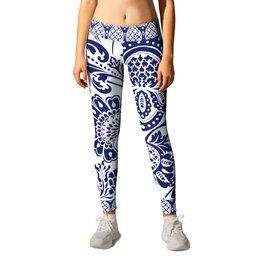 damask blue and white Leggings | White, Illustration, Branches, Damask, Blue, Vintage, Leaves, Bouquet, Pattern, Nature 