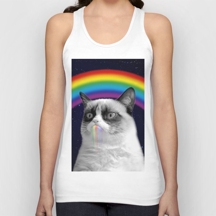 Cat All Over Galaxy Rainbow Puke Space Crazy Cats Unisex Tank Top