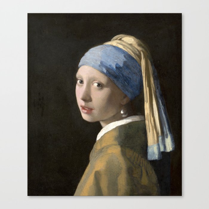 Johannes Vermeer’s Girl with a Pearl Earring (ca. 1665) Reproduction On Public Domain Of A Famous Painting in High Quality Canvas Print