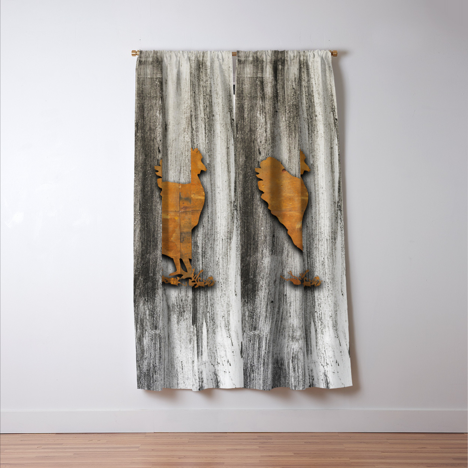 Rustic Chicken Orange Blackout Curtain By Jsdavies Society6