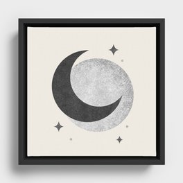 Moon Sparkle BW - Celestial Framed Canvas