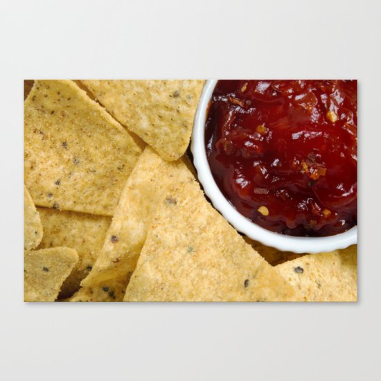 Nachos and Chilli Dip Overhead Canvas Print