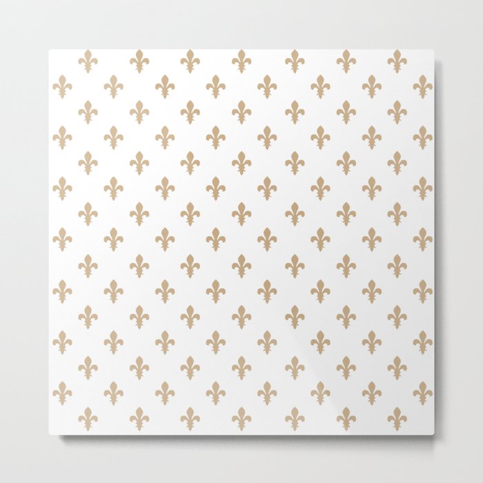 Fleur-de-Lis (Tan & White Pattern) Metal Print