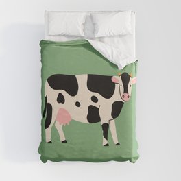 Cute Cow Standing Looking Camera Hand Duvet Cover