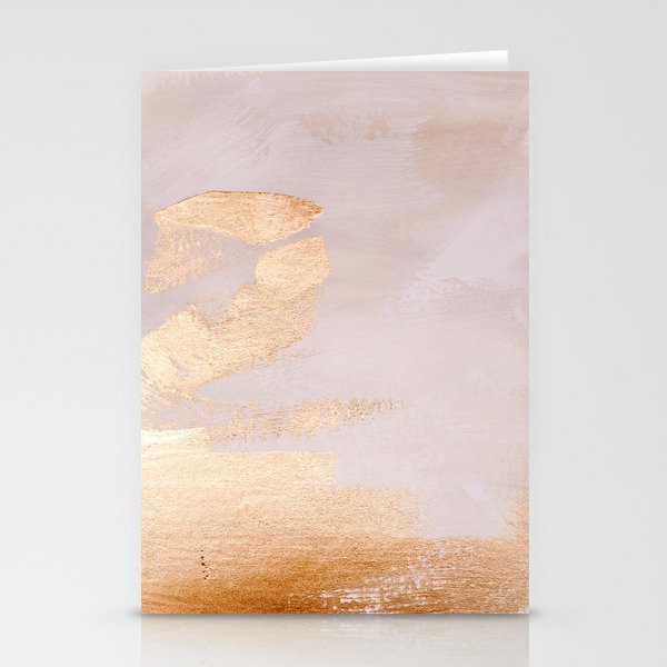 Gold Strokes On Blush Marbled Texture Stationery Cards