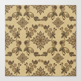 Faded tapestry pattern in golden wheat Canvas Print