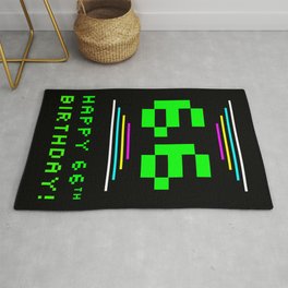 [ Thumbnail: 66th Birthday - Nerdy Geeky Pixelated 8-Bit Computing Graphics Inspired Look Rug ]