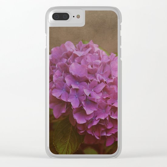 Pink hydrangea with a touch of blue Clear iPhone Case