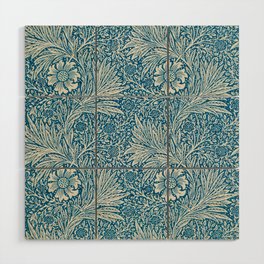 William Morris Blue Marigold floral textile pattern 19th century print for duvet, pillow, curtain, and home and wall decor Wood Wall Art