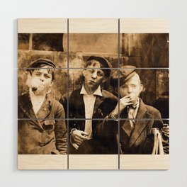 Newspaper Boys Smoking Wood Wall Art