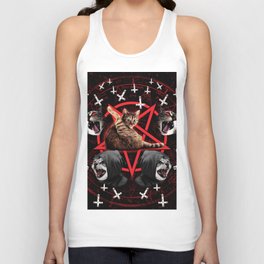 satanic cat pentagram death black metal band exorcist Unisex Tank Top