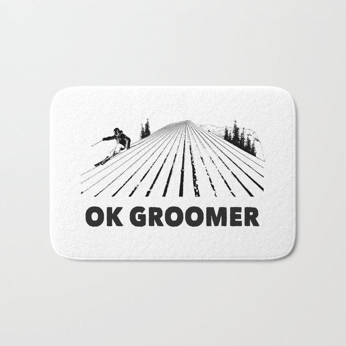 Ok Boomer Ok Groomer Skiing Bath Mat