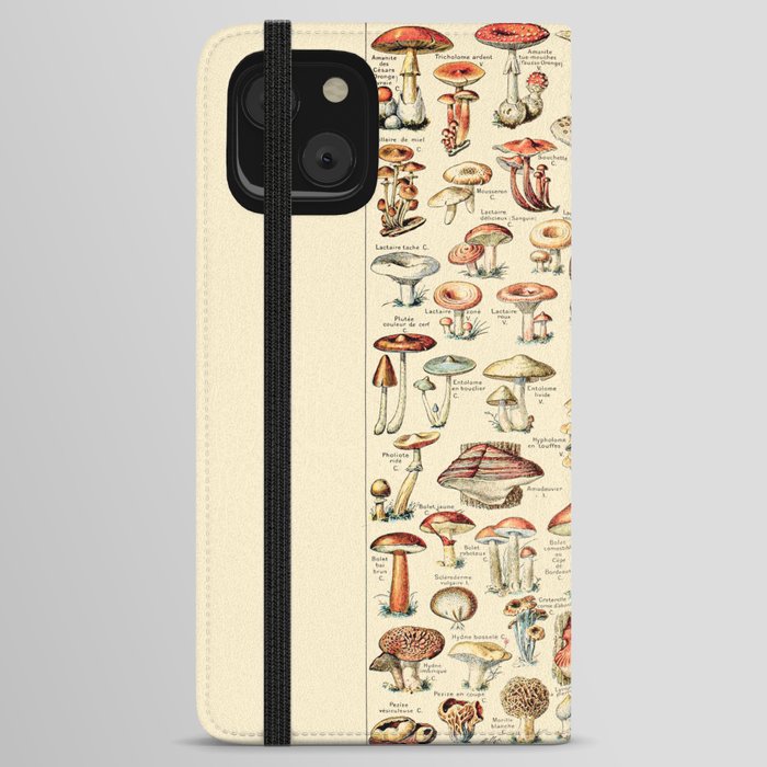 Trippy Vintage Mushroom Chart // Champignons by Adolphe Millot 19th Century Science Artwork iPhone Wallet Case