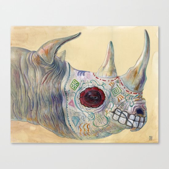 Day of the Dead Rhino Canvas Print