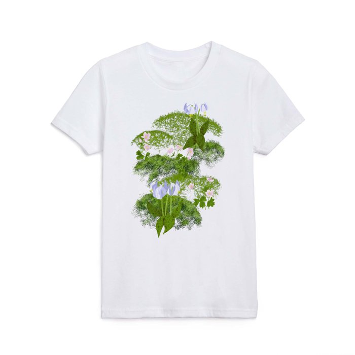 Moss and Flowers - White Kids T Shirt