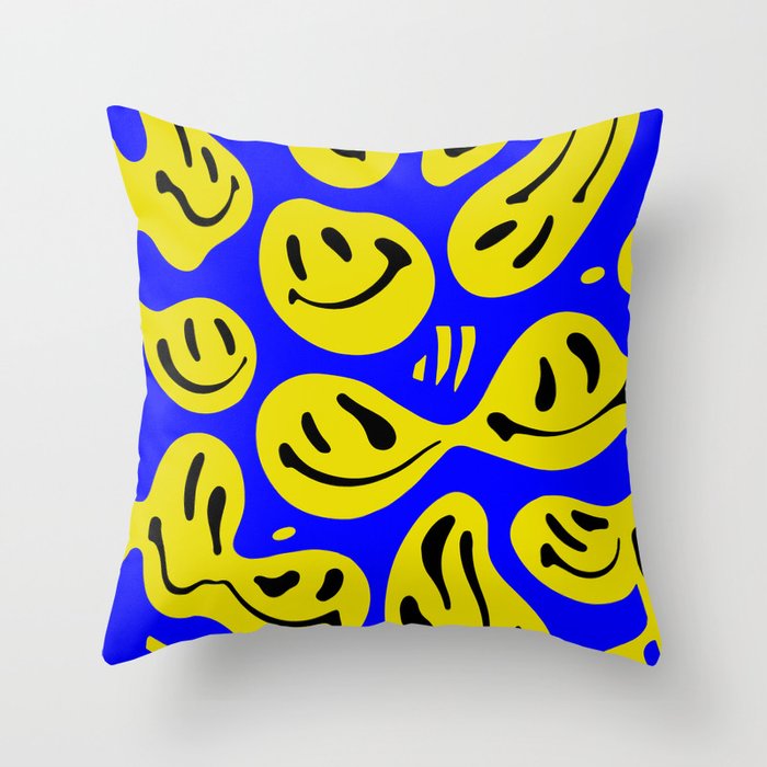 Blue & Yellow Melted Happiness Throw Pillow