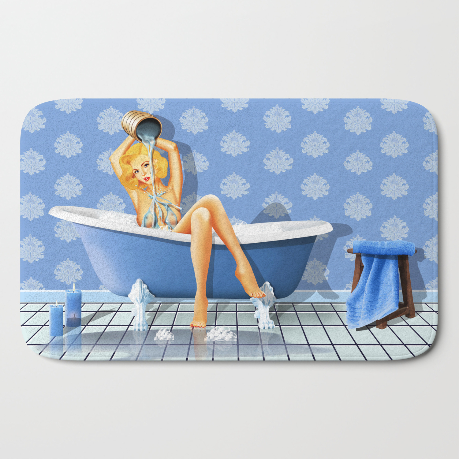 The Sexy Blue Bathroom Bath Mat By Monika Juengling Society6