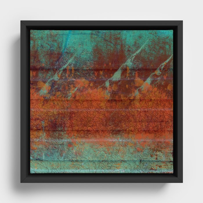Turquoise and Copper Brick Framed Canvas