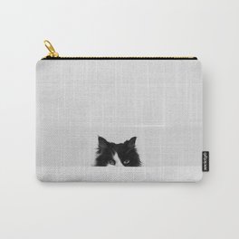 Water Please - Black and White Cat in Bathtub Carry-All Pouch | Black And White, Cute, Adorable, Edge, Water, Hideandseek, Peeking, Longhair, Life, Over 