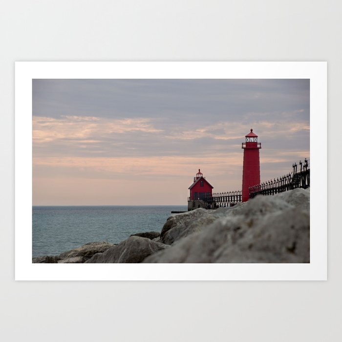 Grand Haven Pier, Looking Out Art Print