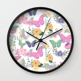 Butterflys Colourful Pattern Wall Clock
