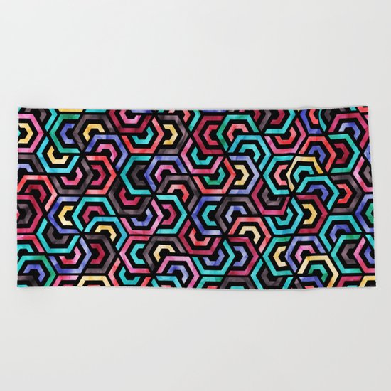 Seamless Colorful Geometric Pattern XXV Beach Towel