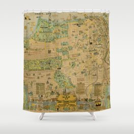 Vintage San Francisco Map Shower Curtain