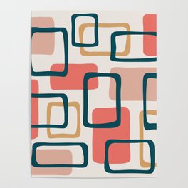 Mid Century Modern Abstract Squares Pattern 440 Poster