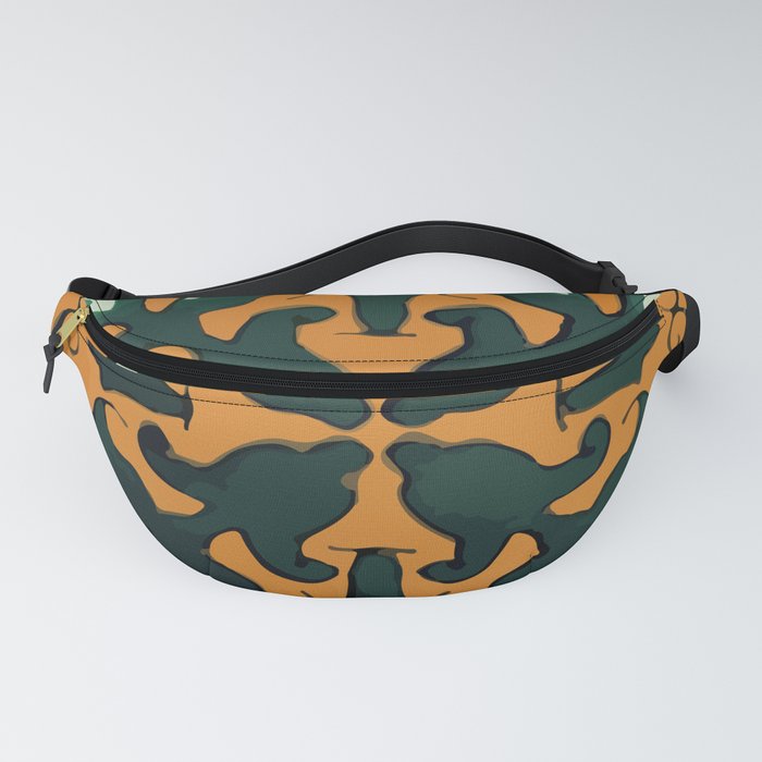 Rustic leaves baroque pattern orange mexican tile Fanny Pack