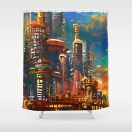 Skyline from the Future Shower Curtain
