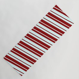 [ Thumbnail: Dark Red and Light Cyan Colored Lines/Stripes Pattern Yoga Mat ]