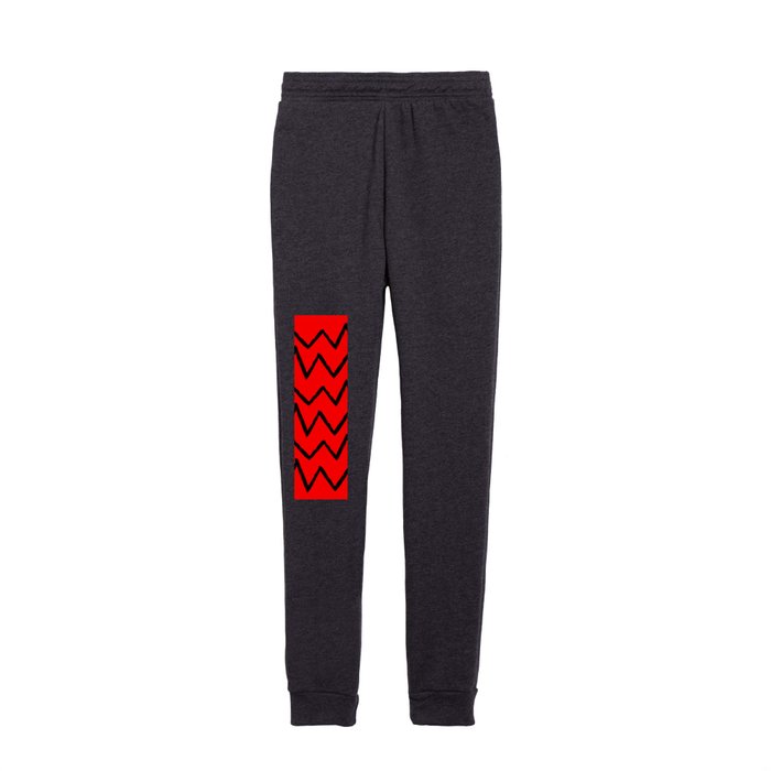 Hand-Drawn Zig Zag (Black & Red Pattern) Kids Joggers