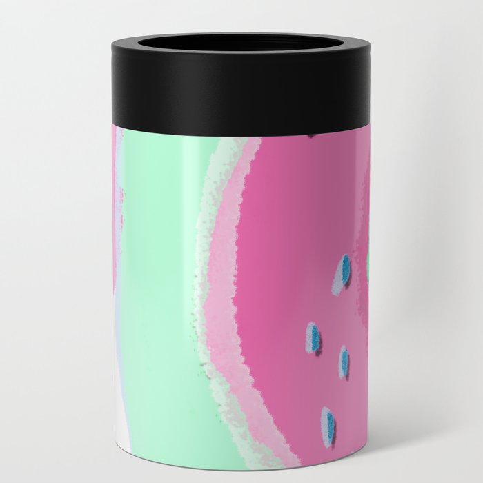Pink and Mint Watermelon Ice Cream Day Digital Watercolor Abstract Painting Can Cooler