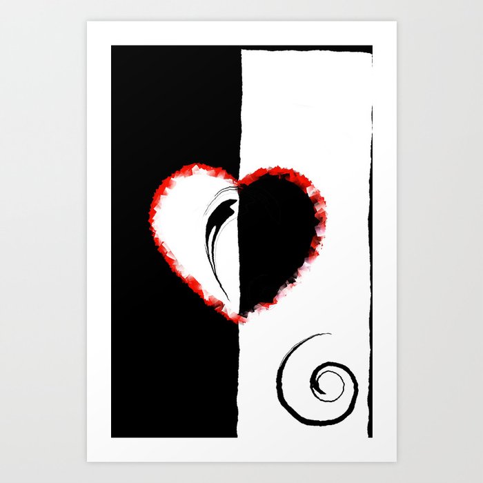 Black and white meets red version 23 Art Print