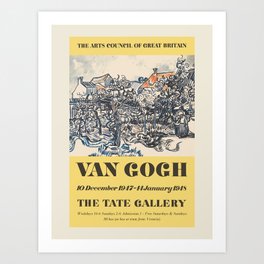 Vincent van Gogh. Exhibition poster for The Tate Gallery in London, 1948. Art Print