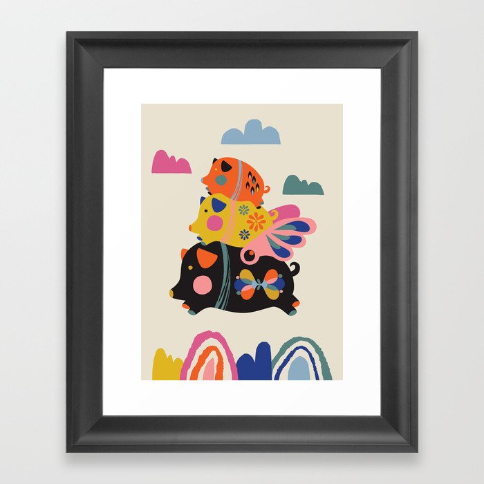 Flying pigs Framed Art Print