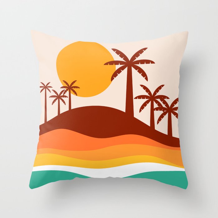 Tropical Landscape Throw Pillow