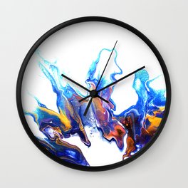 Crown, peacock, purple, blue, gold, pink, white, original, abstract, artwork, art, painting Wall Clock