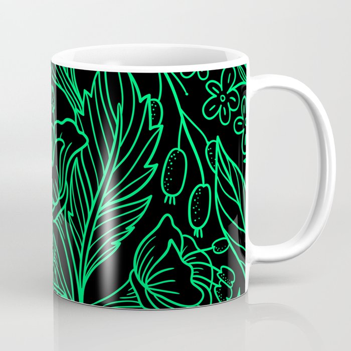 luminous green flower pattern Coffee Mug