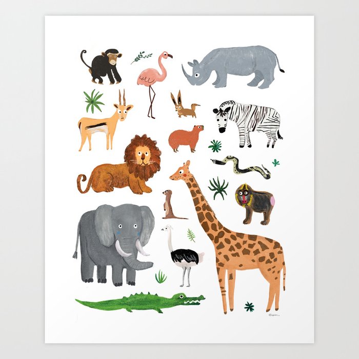 Safari Animals Art Print